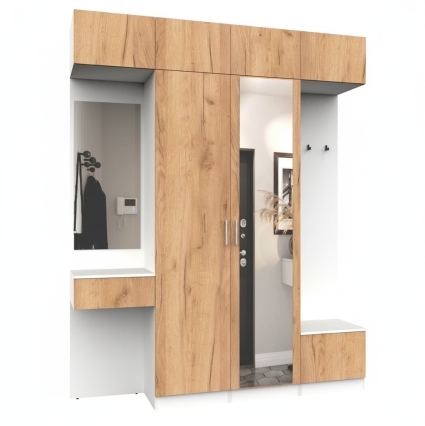 Набор мебели для прихожей "Марсель-208" МР 01-208 В2490 Ш2000 Г420 (ЛДСП Дуб крафт золотой)